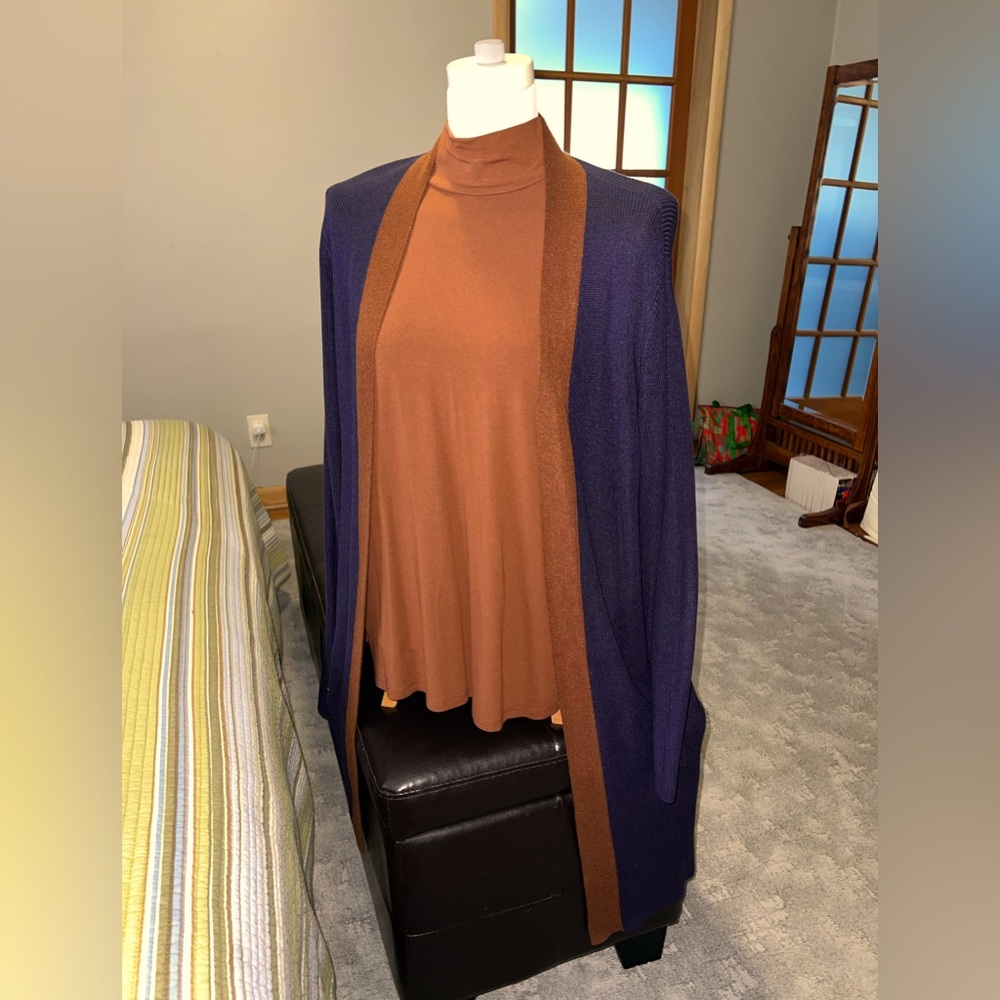 Eileen Fisher Duster & Mock Neck Turtleneck Set